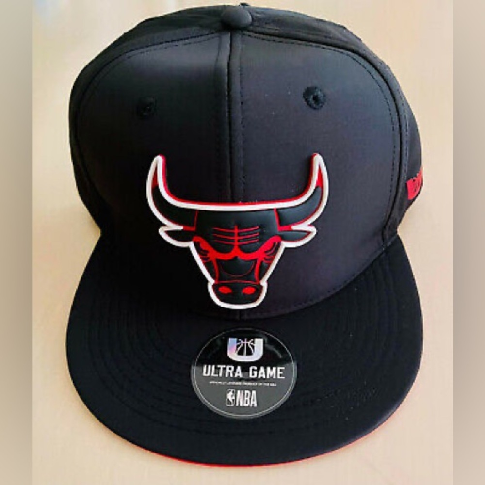 Ultra Game NBA Chicago Bulls Unisex Snapback Hat Black Adjustable Cap